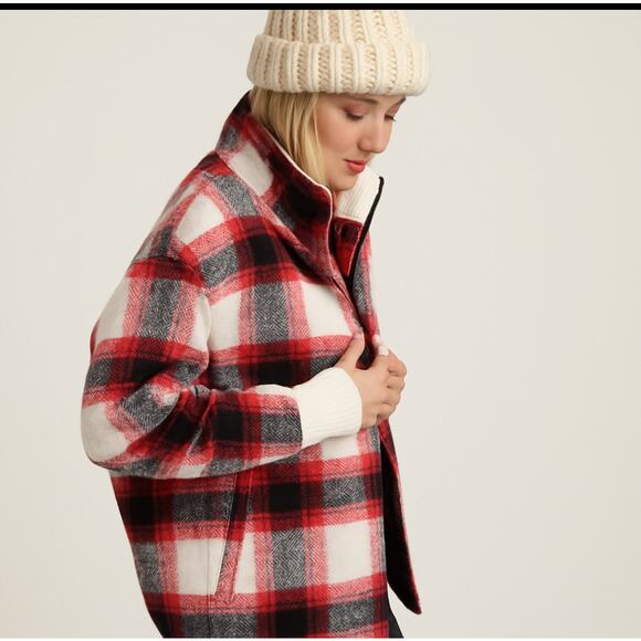 Lucky Brand Women’s  Plaid Wool Blend Zip Jacket - Size Medium - Picture 8 of 11